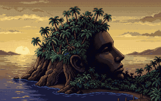 Die Innere Insel: eine Insel in Form eines Kopfes im Sonnenuntergang